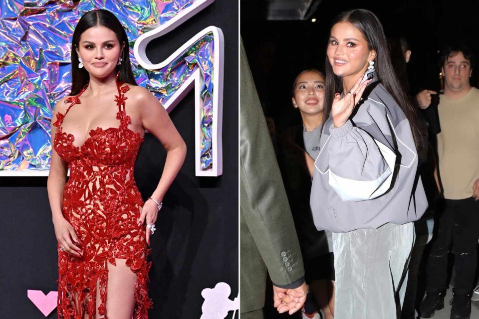 <p>Axelle/Bauer-Griffin/FilmMagic, BACKGRID</p> Selena Gomez ditched her glam MTV VMAs dress for a more casual look later in the night.