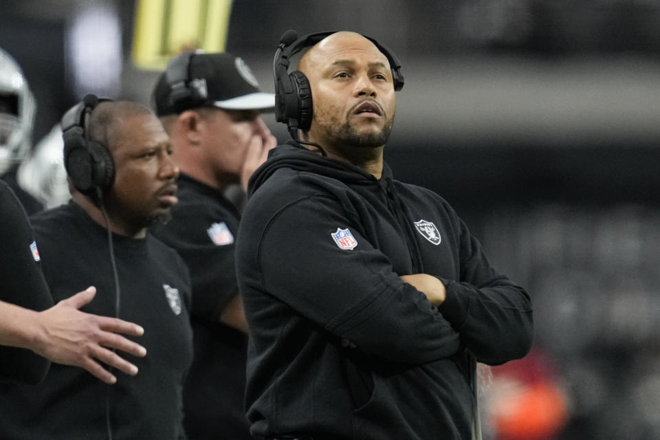 The Raiders showed significant improvement under Antonio Pierce, and now the team must make a difficult decision about its next head coach. (AP Photo/John Locher)