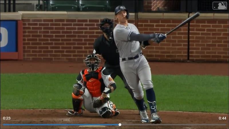 賈吉（Aaron Judge）敲出逆轉3分彈。（圖／翻攝自MLB官網）