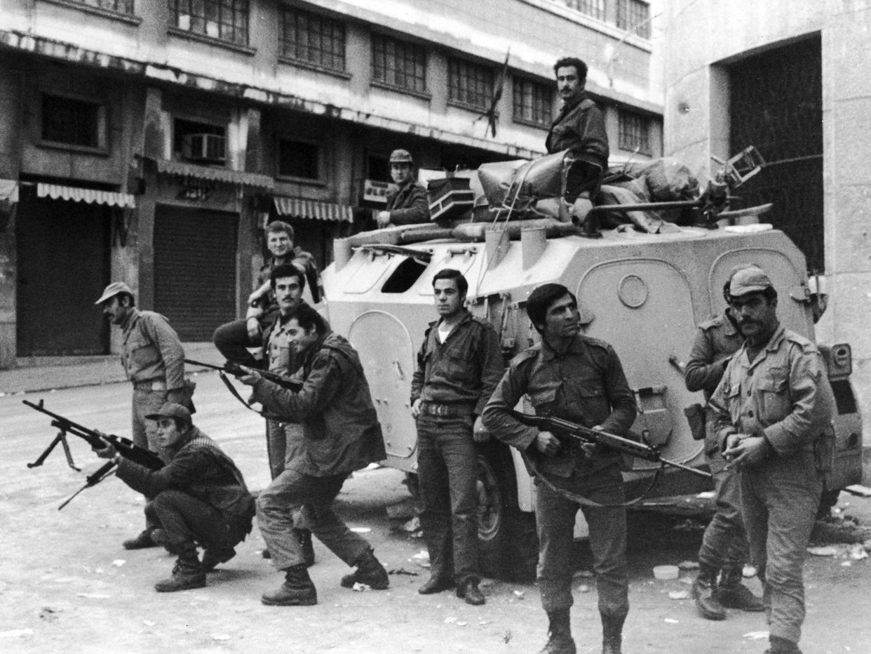 Security forces in Beirut during the Civil War in Lebanon, December 1975 (Getty Images)