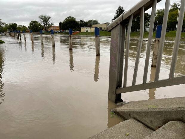 The Thames River in downtown Chatham is shown in a photo on Sept. 23, 2021. (Chris Ensing/CBC - image credit)