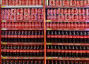 Coca-Cola products are displayed for sale at a Shoprite store inside Palms shopping mall in Lagos