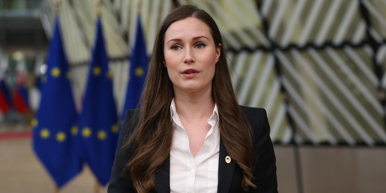 Finish Prime Minister Sanna Mirella Marin arrives for an EU Summit on July 17, 2020 in Brussels, Belgium.