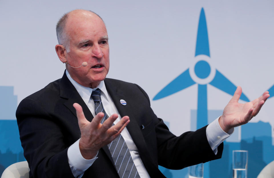 California&nbsp;Gov. Jerry Brown (D) speaks during the COP 23 UN Climate Change Conference hosted by Fiji but held in Bonn, Germany, last November. (Photo: Wolfgang Rattay/Reuters)