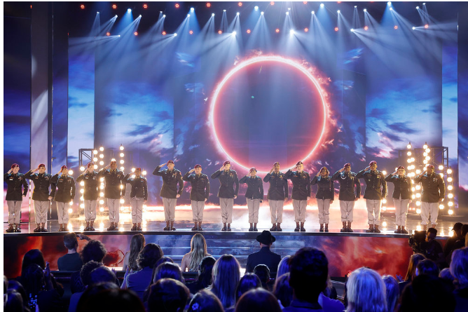 Members of the 82nd Airborne Division Chorus perform during the "America's Got Talent" finale on Tuesday, Sept. 26, 2023.