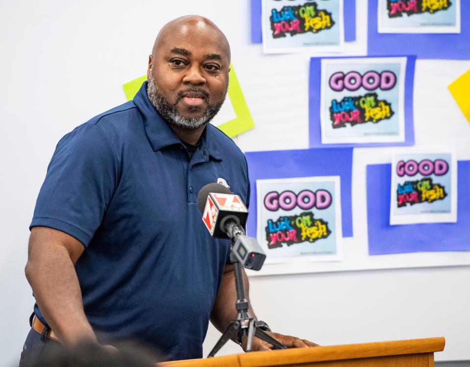 Chris Glover was introduced as Carolina High School's head football coach on Tuesday.