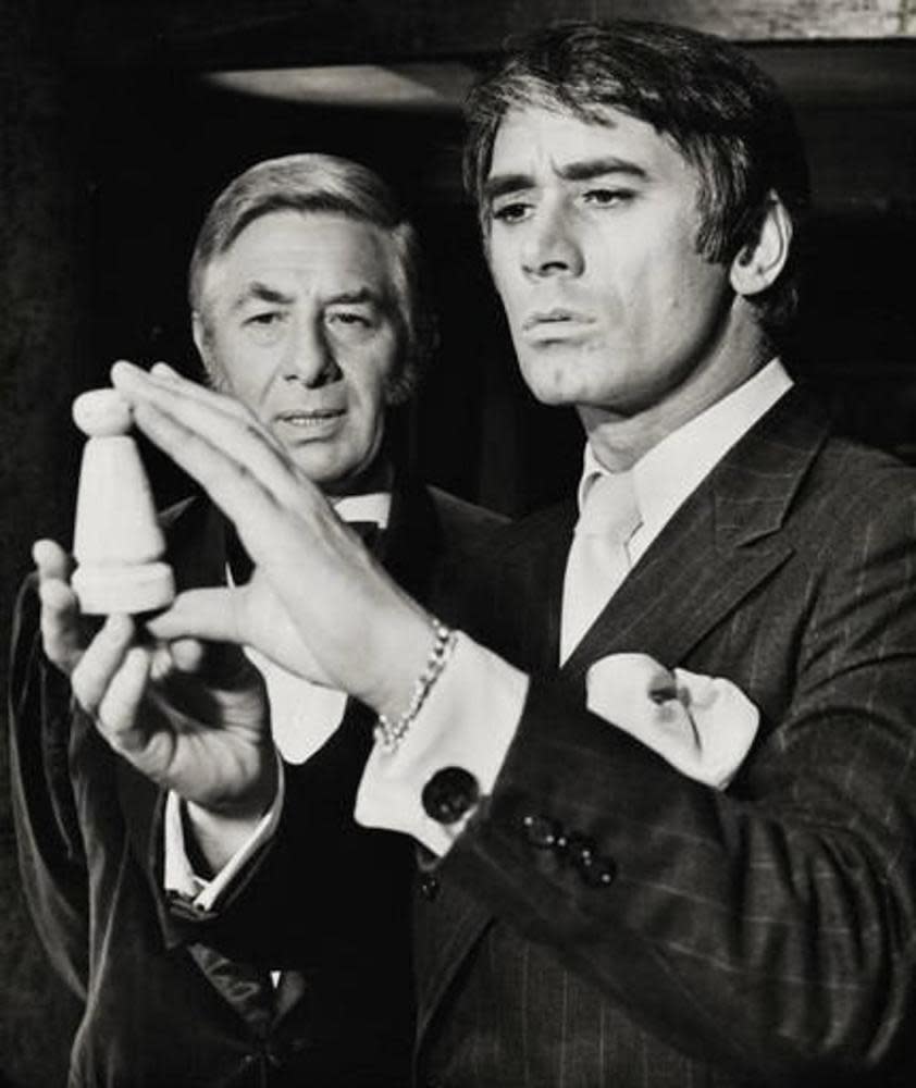 Keith Baxter, right, and Paul Rogers in Anthony Shaffer’s play Sleuth, 1970.