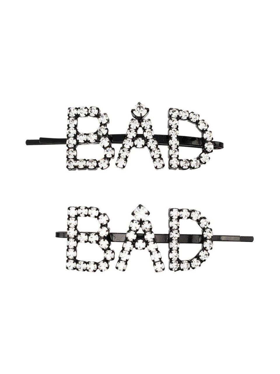 My feelings about 2019 in diamanté hair accessory form. Party! <br> <br><strong>Ashley Williams</strong> Crystal Bad Hair Slides, $, available at <a href="https://www.farfetch.com/uk/shopping/women/ashley-williams-crystal-bad-hair-slides-item-14147780.aspx" rel="nofollow noopener" target="_blank" data-ylk="slk:Farfetch" class="link ">Farfetch</a>