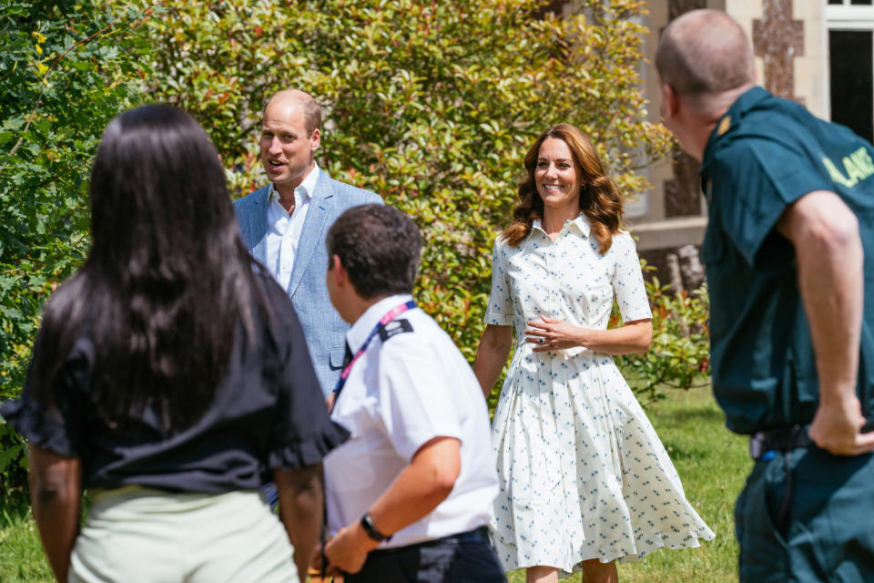 SANDRINGHAM, UNITED KINGDOM - JULY: In this undated handout photo issued on July 23, 2020 by Kensington Palace, Prince William, Duke of Cambridge and Catherine, Duchess of Cambridge arrive to speak to four representatives from organisations which will benefit from the Royal Foundation's £1.8 Million fund to support frontline workers and the nation's mental health at the Sandringham Estate in Sandringham, United Kingdom. (Photo by Kensington Palace via Getty Images)