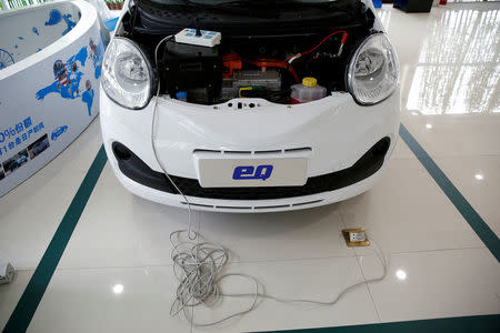 FILE PHOTO: A Chery EQ electric car is displayed at a electric car dealership in Shanghai, China, January 11, 2017. REUTERS/Aly Song/File Photo