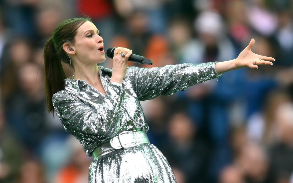 Singer Sophie Ellis-Bextor performs at half time