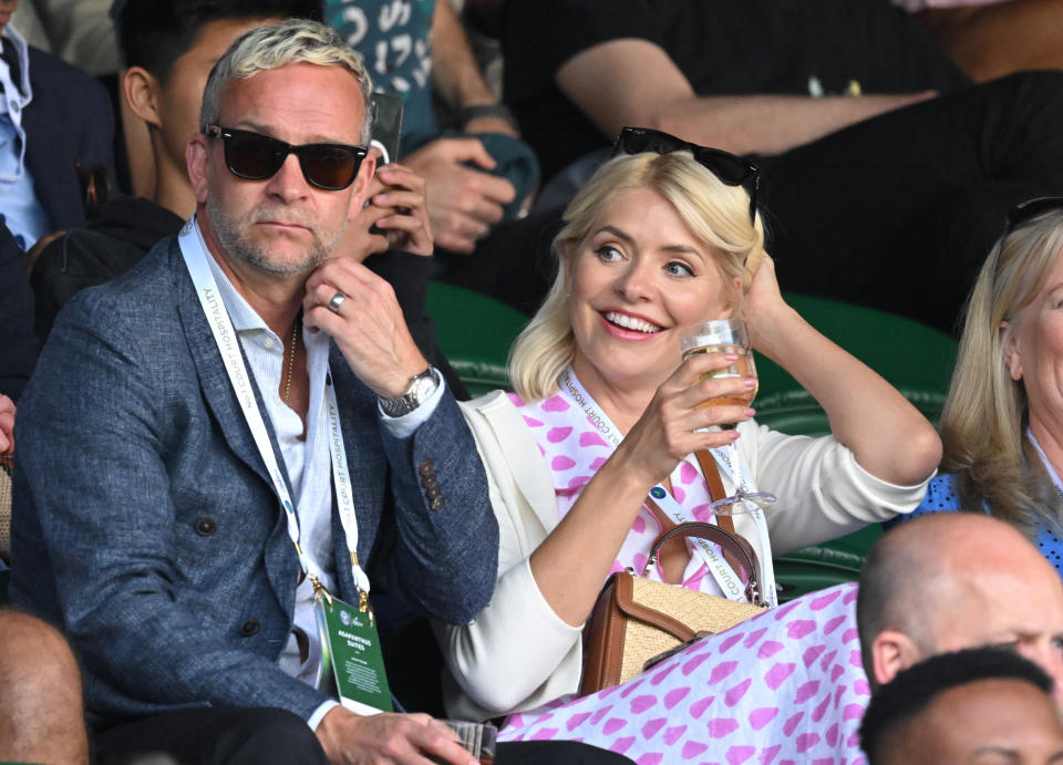 Holly Willoughby and husband Dan Baldwin at Wimbledon tennis championships 2022. (Getty Images)