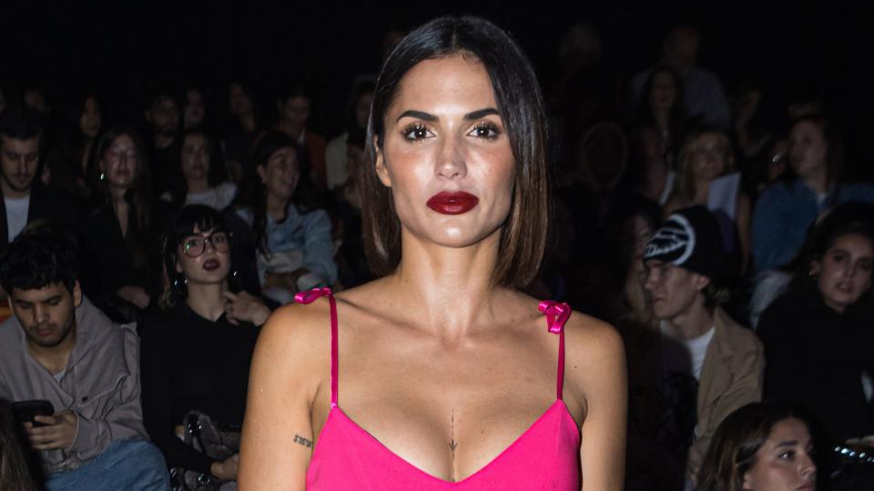 model wearing bold lipstick at Fashion Week