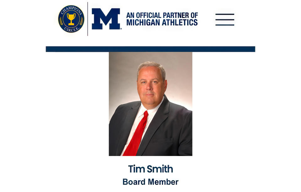 Tim Smith was a board member for the Champions Circle, an official partner of Michigan athletics.