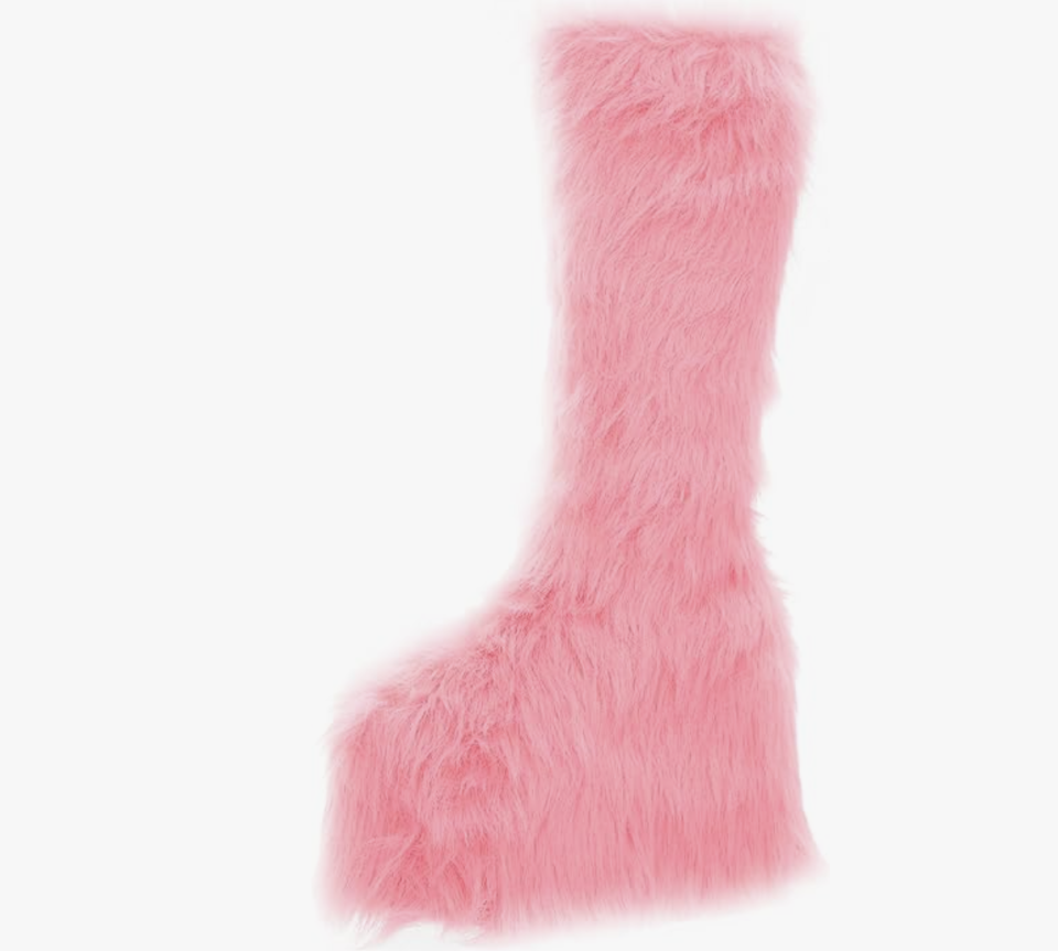 light pink faux fur chelsea boot