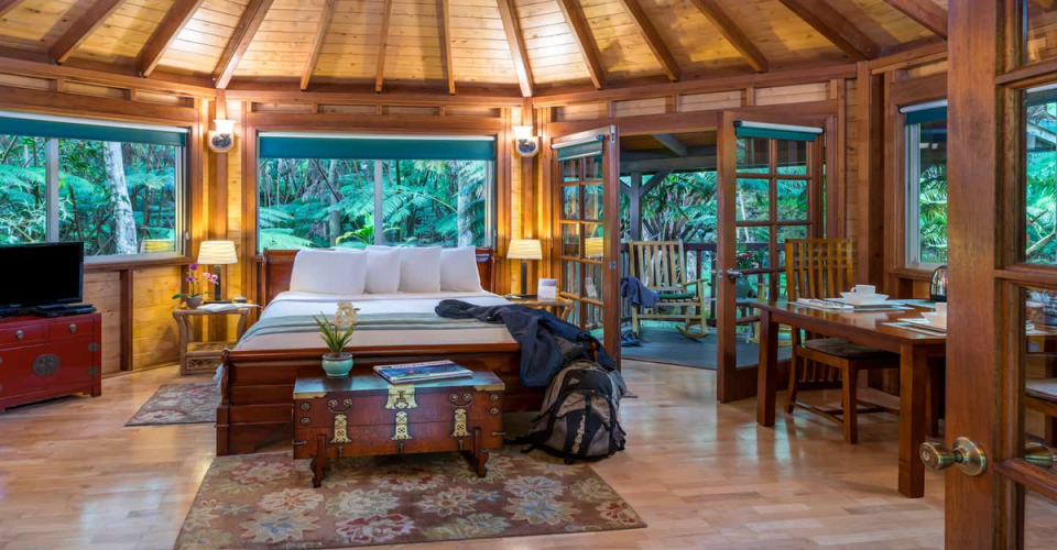 The award-winning bed and breakfast is nearly 4,000ft above sea level (Volcano Village Lodge, Kawailehua)