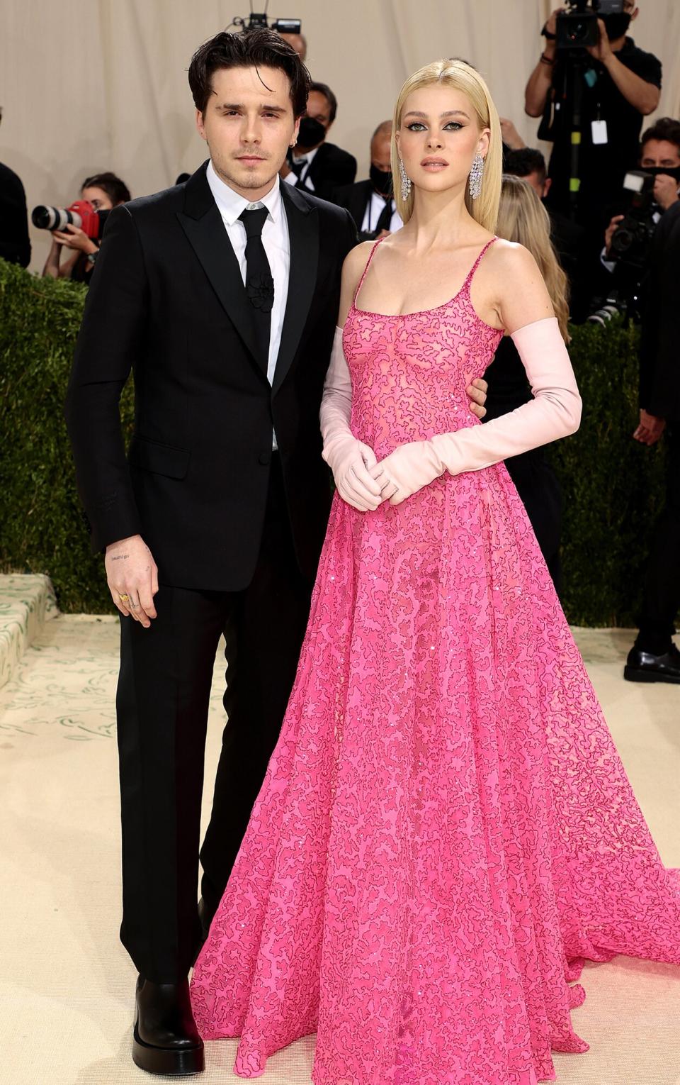 Brooklyn Beckham and Nicola Peltz attend The 2021 Met Gala Celebrating In America: A Lexicon Of Fashion at Metropolitan Museum of Art on September 13, 2021 in New York City