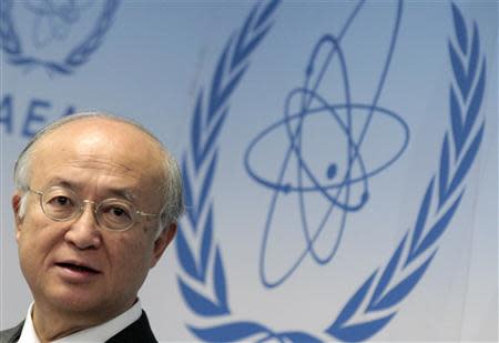 International Atomic Energy Agency (IAEA) Director General Yukiya Amano reacts as he attends a news conference during a board of governors meeting at the UN headquarters in Vienna November 29, 2012. REUTERS/Herwig Prammer