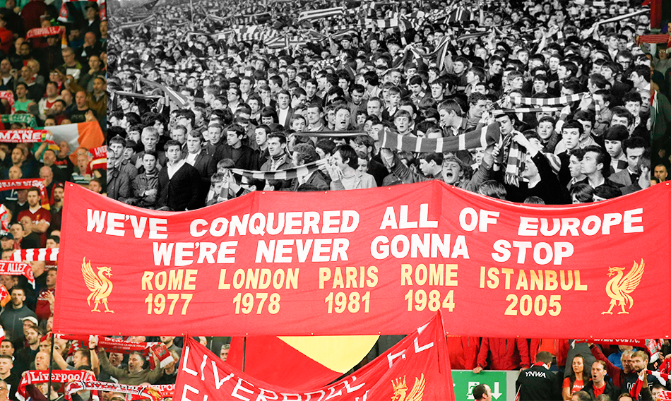 <p>It’s that famous Kop End – one in 1969, the other in 2018. </p>