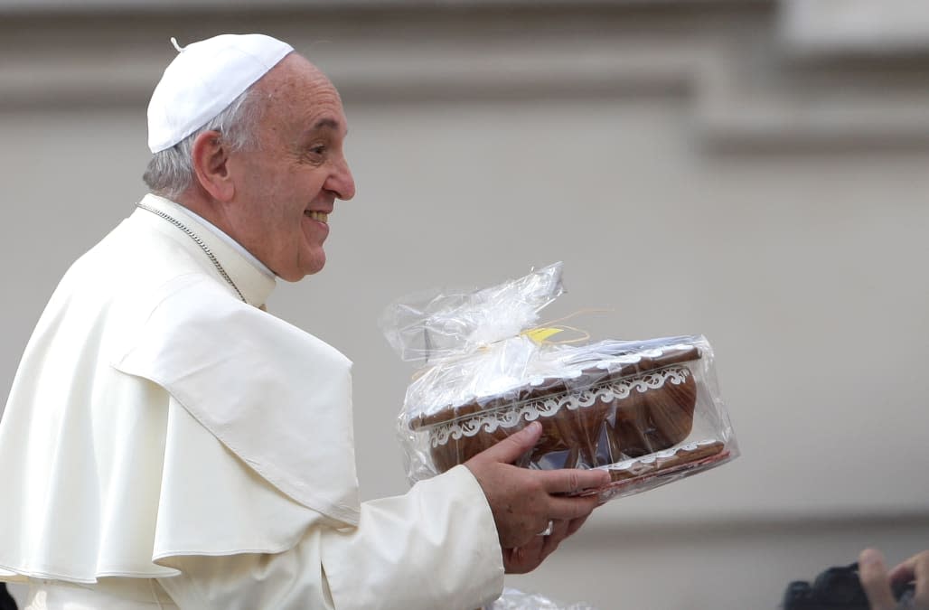 Pope Francis receives a gift