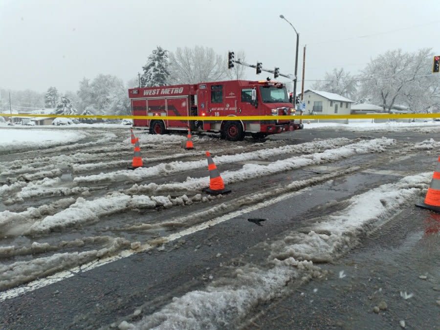 West Metro Fire Rescue responded to a powerline that fell in the middle of the road near 26th Avenue and Wadsworth Boulevard on March 14, 2024.