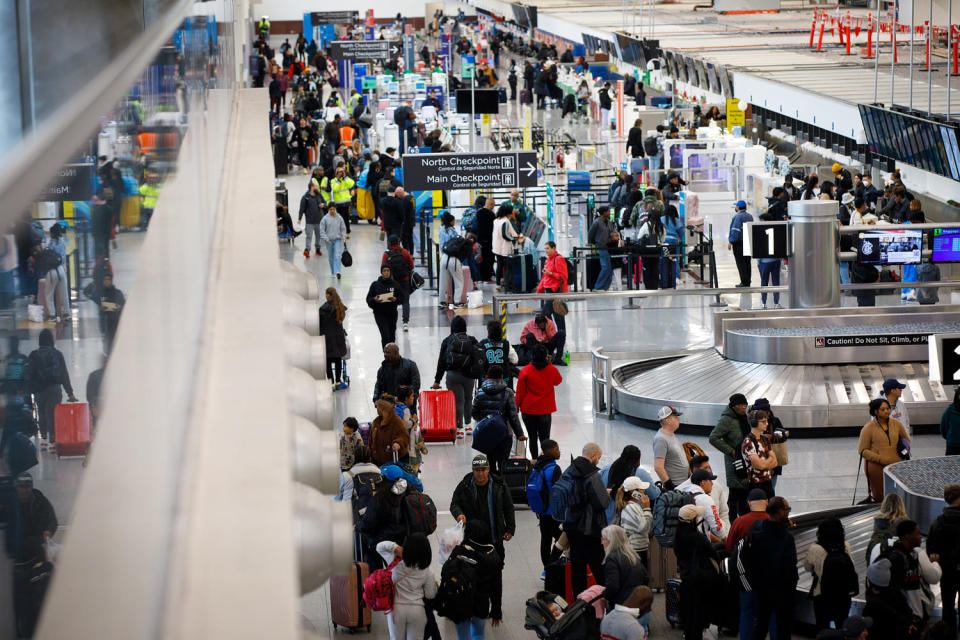 The baggage claim area at an airport during the holiday travel season in 2023. (Dustin Chambers / Bloomberg via Getty Images)