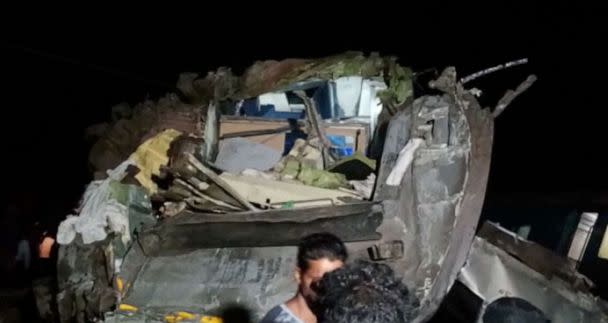 PHOTO: A view of a damaged compartment, following the deadly collision of two trains, in Balasore, India June 2, 2023. (ANI/Reuters TV via Reuters)