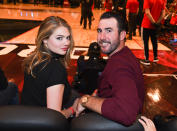 <p>Kate Upton (L) and Justin Verlander attends the 2016 NBA All-Star Game at Air Canada Centre on February 14, 2016 in Toronto, Canada. (Photo by George Pimentel/Getty Images) </p>