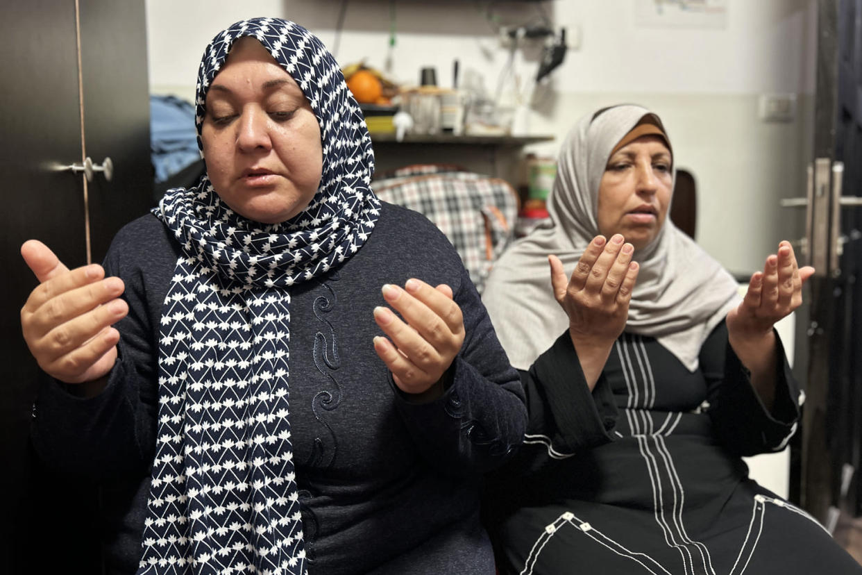 Cancer patients Manal Abu Shaban and Reem Abu Obedia started their treatment in Israel before the war. (Shira Pinson / NBC News)