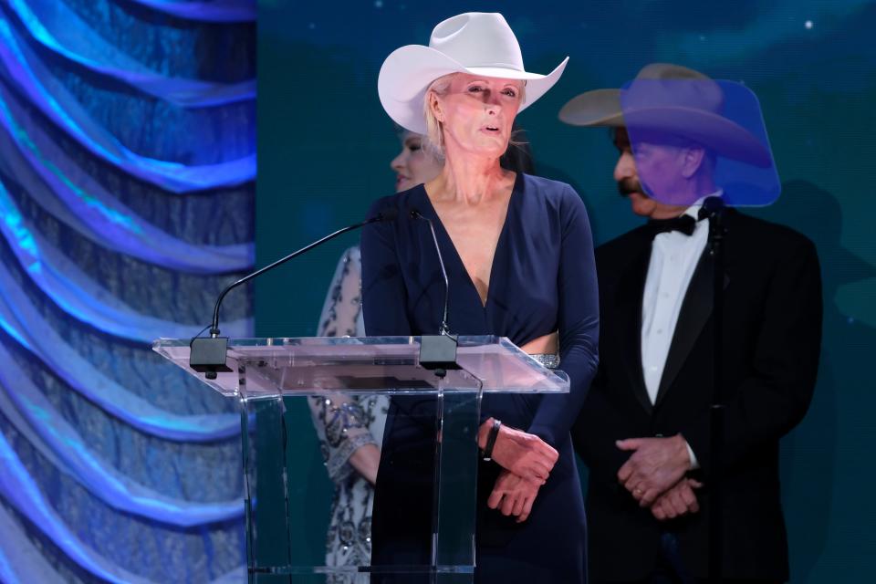 Anouk Krantz accepts the award for Outstanding Photography Book for Ranchland: Wagonhound during the 2023 Western Heritage Awards at the National Cowboy & Western Heritage Museum in Oklahoma City, Saturday, April 15, 2023. 