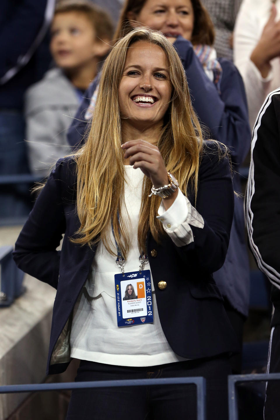 NEW YORK, NY - SEPTEMBER 10: Kim Sears, the girlfriend of Andy Murray of Great Britain smiles following his victory against Novak Djokovic of Serbia in the men's singles final match on Day Fifteen of the 2012 US Open at USTA Billie Jean King National Tennis Center on September 10, 2012 in the Flushing neighborhood of the Queens borough of New York City. Murray defeated Djokovic 7-6, 7-5, 2-6, 3-6, 6-2. (Photo by Matthew Stockman/Getty Images)