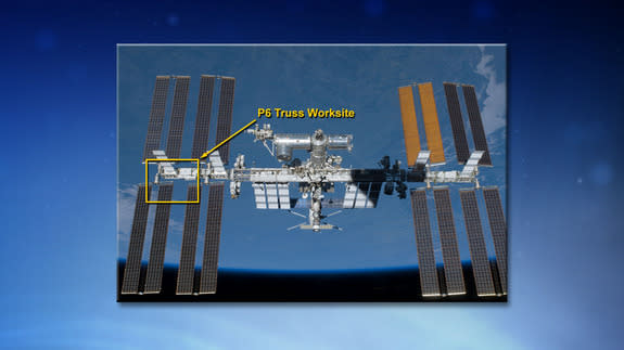 This NASA graphic shows the location of the ammonia leak on the International Space Station to be inspected by astronauts in an emergency spacewalk on May 11, 2013.