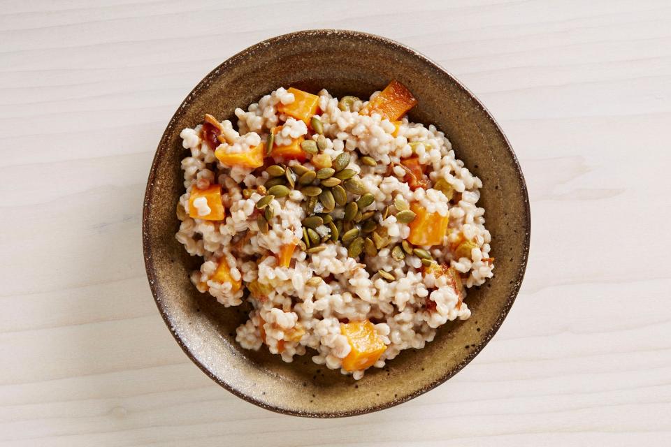 Morning Barley with Squash, Date, and Lemon Compote