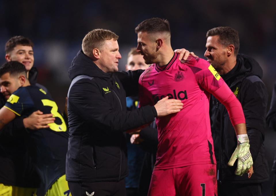 The goalkeeper kept Newcastle’s Wembley dream alive (Reuters)