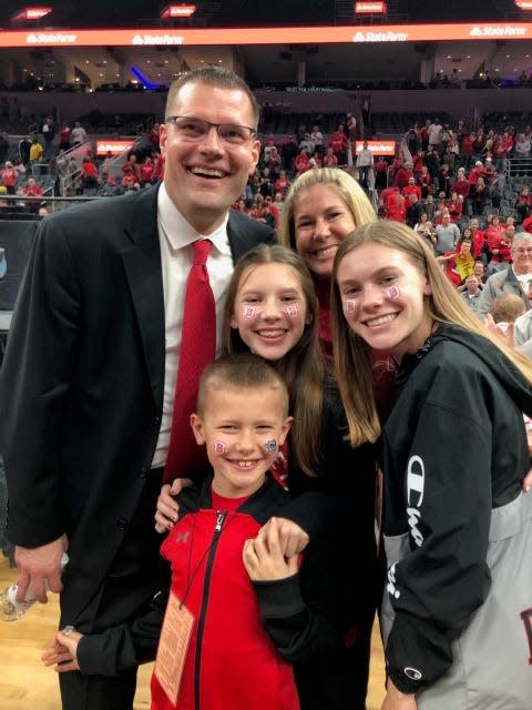 Mya Wardle (right), with her sister, Emery, brother, Davin, mother, Lecia and father, Brian at a game in 2019.
