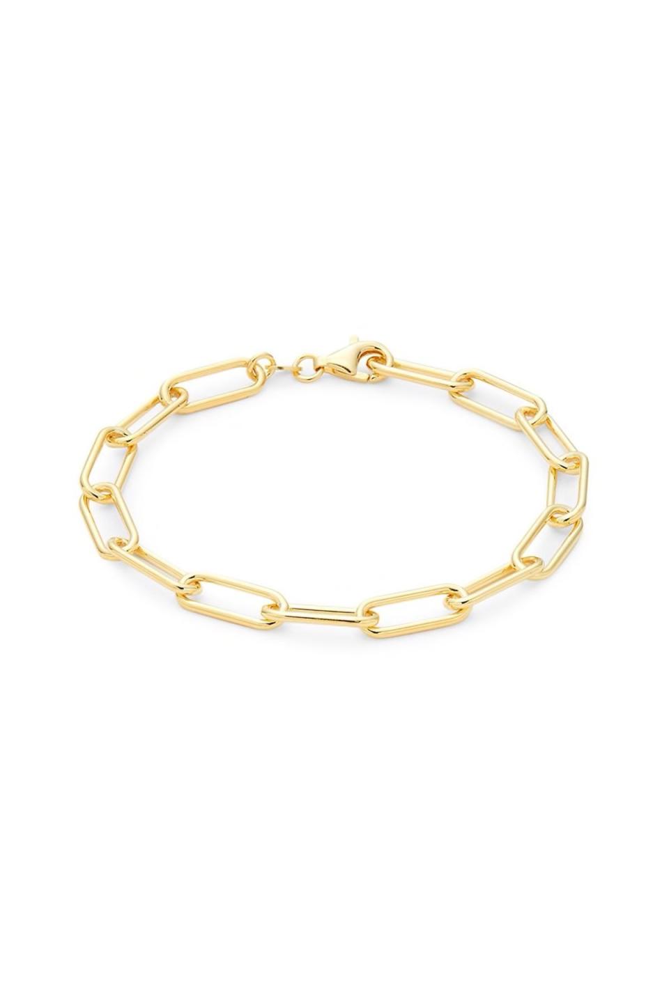14K Yellow Gold Vermeil Paperclip Chain Bracelet