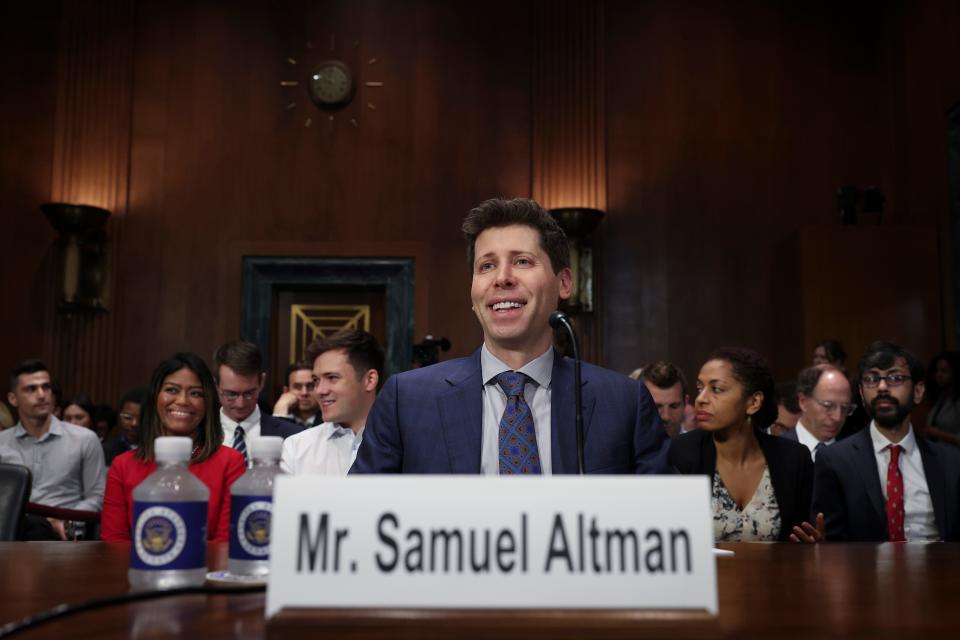 Samuel Altman, CEO of OpenAI, appears for testimony before the Senate Judiciary Subcommittee on Privacy, Technology, and the Law on May 16 in Washington, D.C. The committee held an oversight hearing to examine AI, focusing on rules for artificial intelligence.