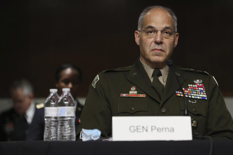 Gen. Gustave Perna, one of the leaders of Operation Warp Speed, testifies before the Senate Armed Services Committee during a nominations hearing on Capitol Hill in June in Washington.