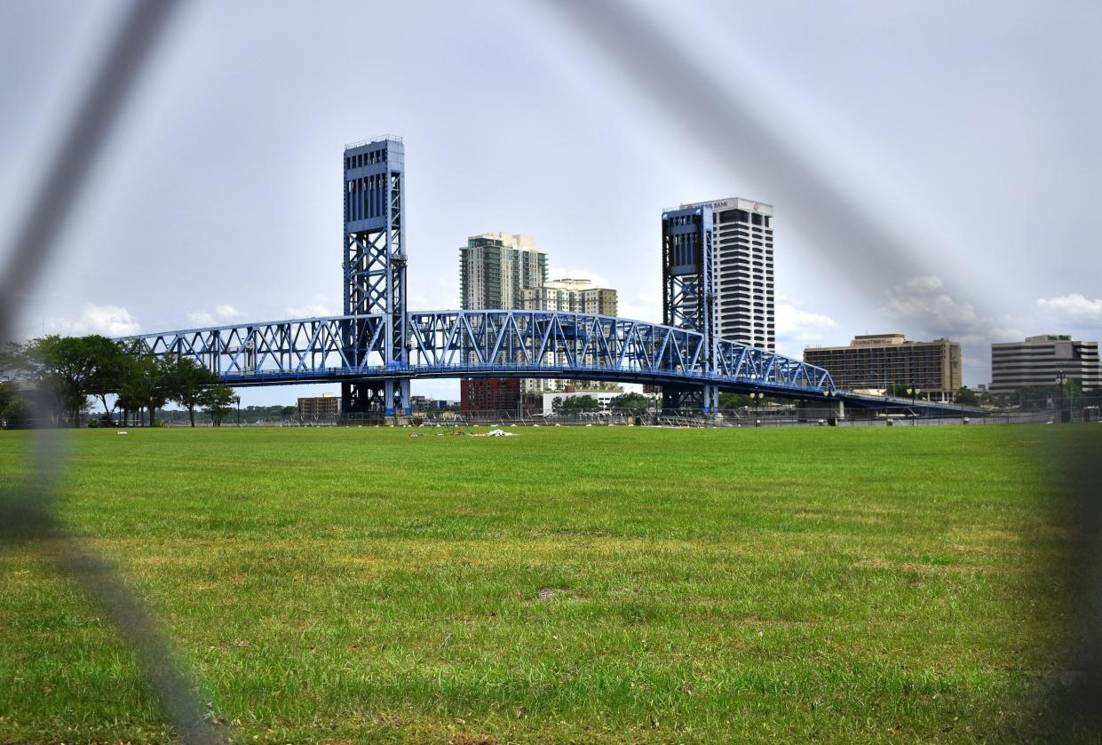 The waterfront property located in downtown Jacksonville, used to be home to the plaza referred to as "The Jacksonville Landing." In 2019 it closed and was torn down. 
[Emily Felts/The Florida Times-Union]