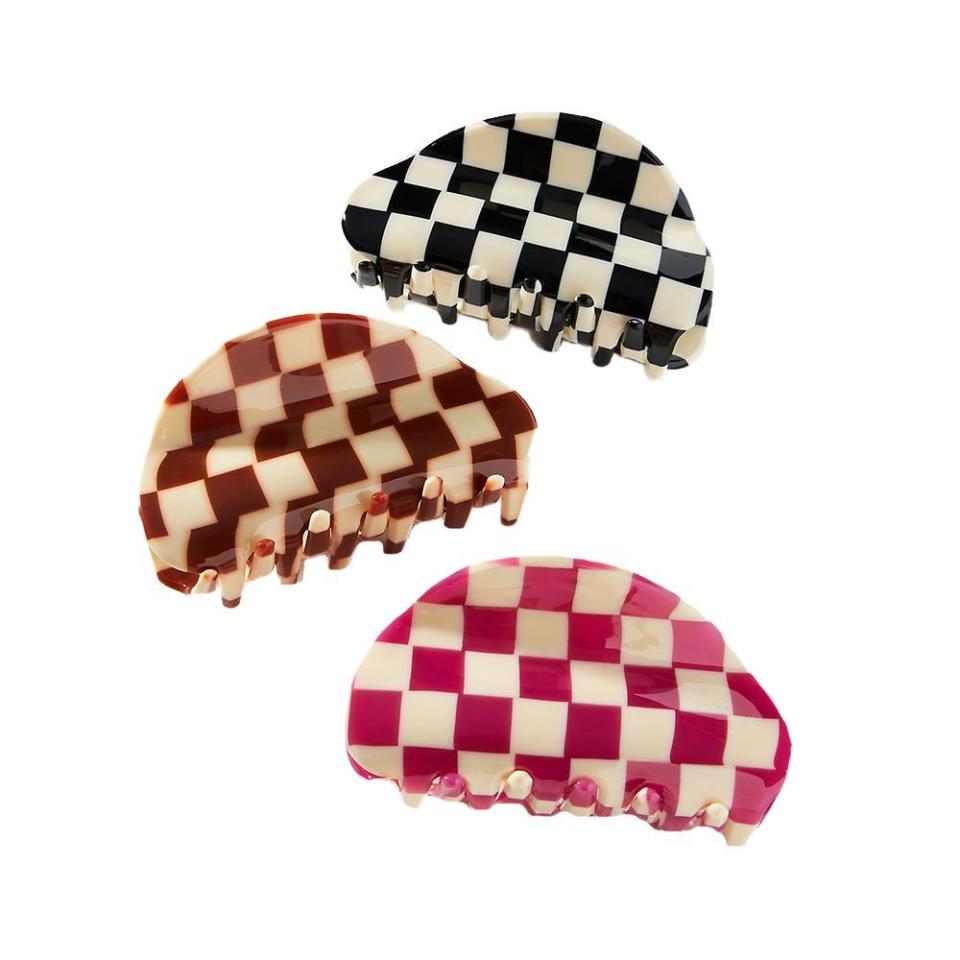 Checked Claw Hair Clip Set