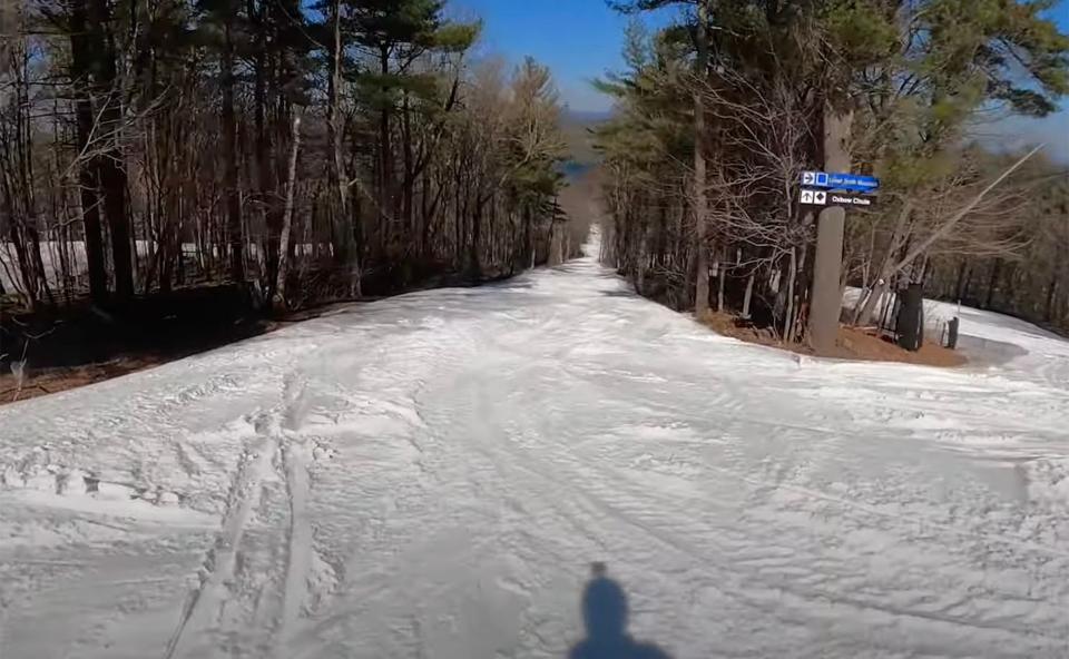 The view while skiing the Oxbow Chute trail at Wachusett Mountain.