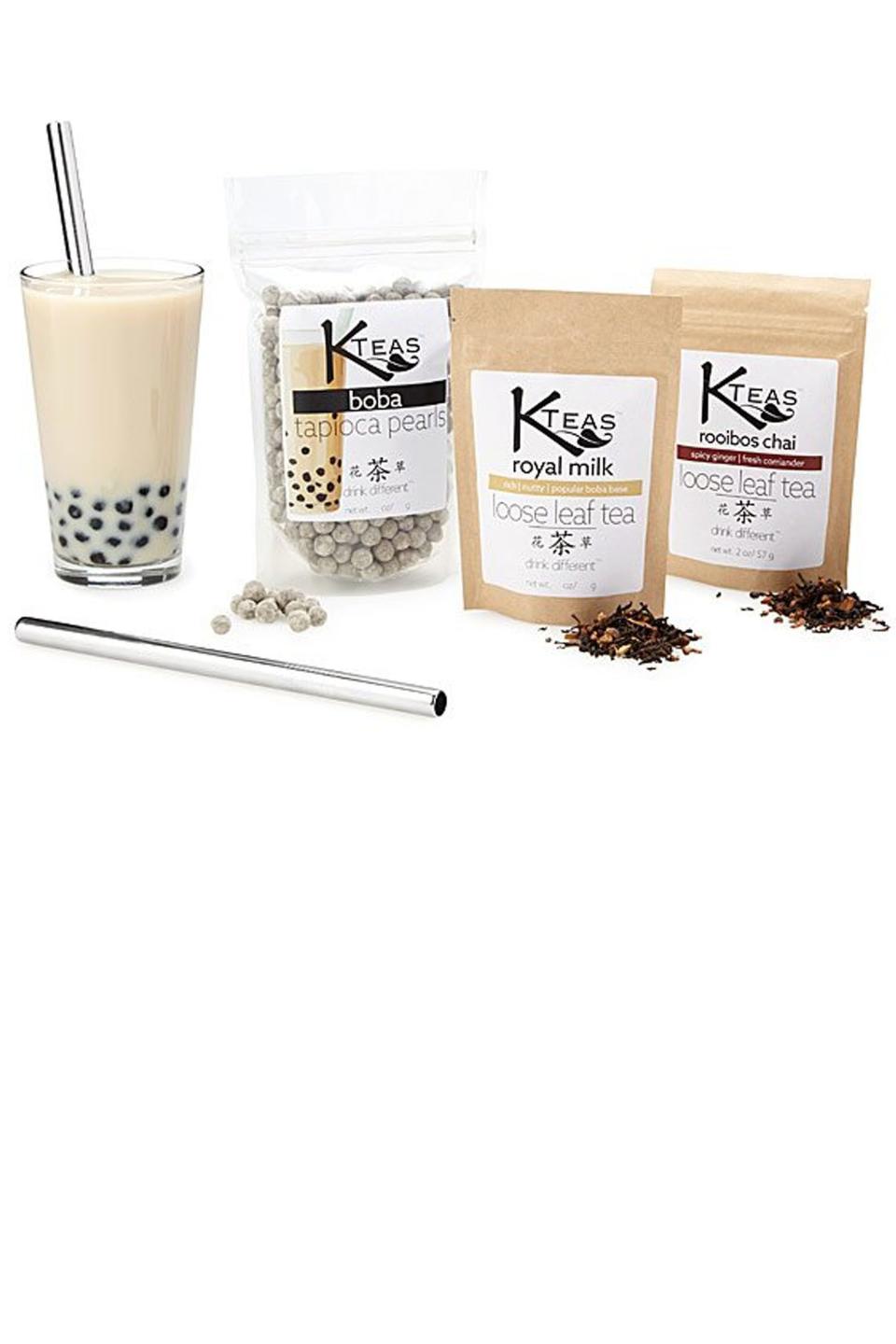 <p><strong>UncommonGoods</strong></p><p>uncommongoods.com</p><p><strong>$40.00</strong></p><p>If you're a fan of bubble tea—the Asian treat of sweetened tea mixed with bouncy tapioca pearls—you're sure to love this DIY kit that makes brewing up a batch at home even easier. </p>