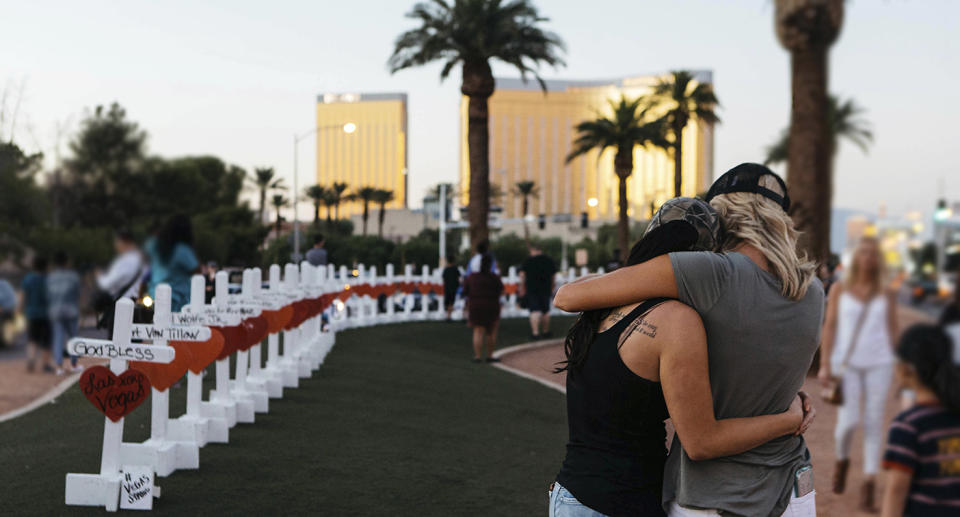 A poignant memorial for victims has been set up in Vegas. Copyright: [AP]