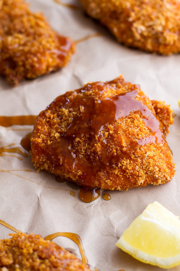 <strong>Get the <a href="http://www.halfbakedharvest.com/oven-fried-southern-chicken-sweet-honey-bourbon-sauce/" target="_blank" data-beacon="{&quot;p&quot;:{&quot;mnid&quot;:&quot;entry_text&quot;,&quot;lnid&quot;:&quot;citation&quot;,&quot;mpid&quot;:18}}">Oven-Fried Southern Chicken With Sweet Honey Bourbon Sauce recipe</a> from Half Baked Harvest</strong>