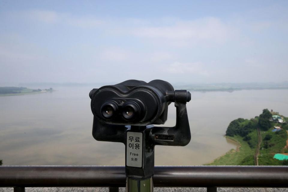 Binoculars at the DMZ between North Korea and South Korea