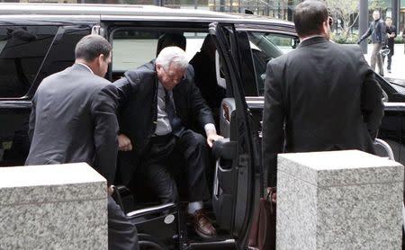 Former U.S. House Speaker Dennis Hastert arrives at the Dirksen Federal courthouse for his scheduled sentencing hearing in Chicago, Illinois, U.S. April 27, 2016. REUTERS/Frank Polich