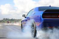 <p>Selecting Drag mode shuts off the traction and stability control, so it’s all up to your left foot to manage the 6.2-liter Hemi’s 485 horsepower and 475 lb-ft of torque. Getting it right is as rewarding as it is elusive. According to Dodge, an 11.7-second quarter-mile run at 115 mph is possible, but during our runs on the drag strip Dodge wisely left the timing equipment off to keep us from getting too competitive and gambling against each other.</p>