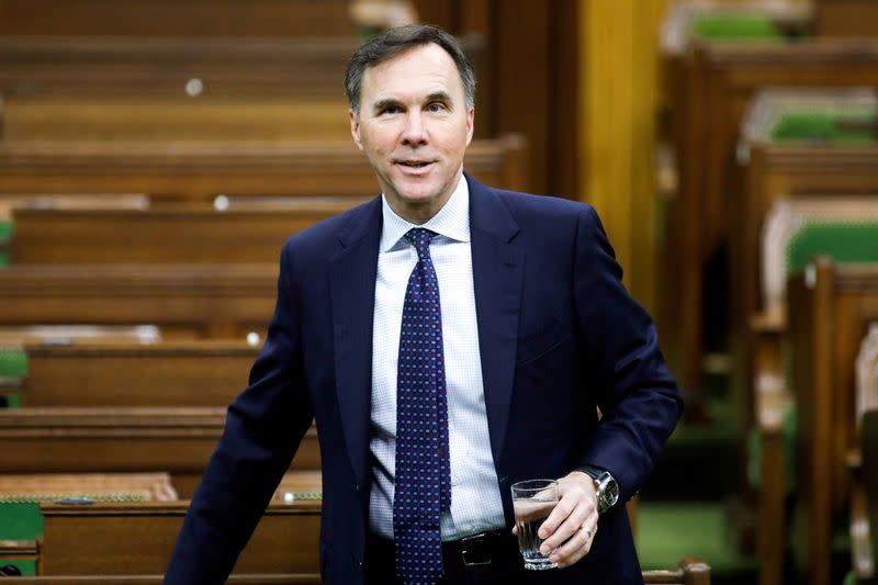 FILE PHOTO: Canada's Minister of Finance Bill Morneau arrives to a meeting of the special committee on the COVID-19 pandemic in the House of Commons on Parliament Hill in Ottawa