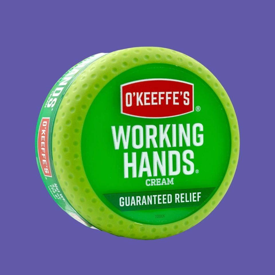 O'Keefe's Working Hands is a cult-favorite protective hand cream, used by Johnson for its ability to lock in moisture and soothe extremely dry, cracked hands.You can buy the 3.4-ounce concentrated hand cream jar from Amazon for around $9, the 2.7-ounce jar from Target for around $9, or the 2.7-ounce jar from Walmart for around $7. 