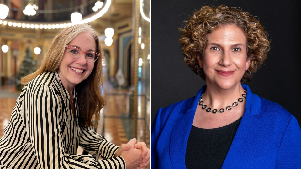 Democrat Julie Lasche Brown (left) is challenging incumbent Democratic state Sen. Claire Celsi for Iowa Senate District 16.